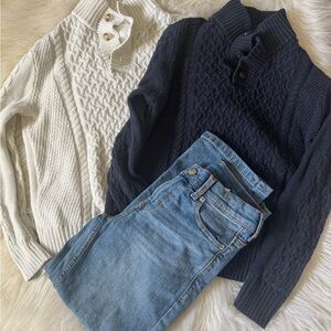 Cat & Jack Cowl Neck Sweaters - Navy and Cream